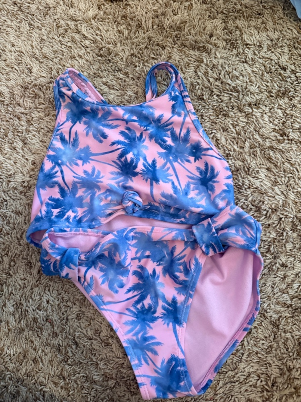 art class Pink and Blue Palm Tree One-Piece Swimsuit
